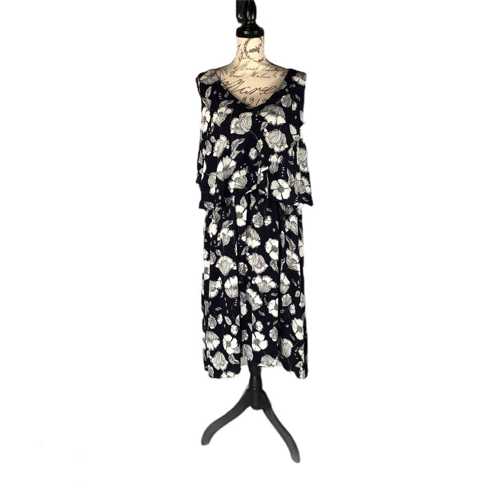 NWT Bobeau Black Floral Dress, Sz 3X